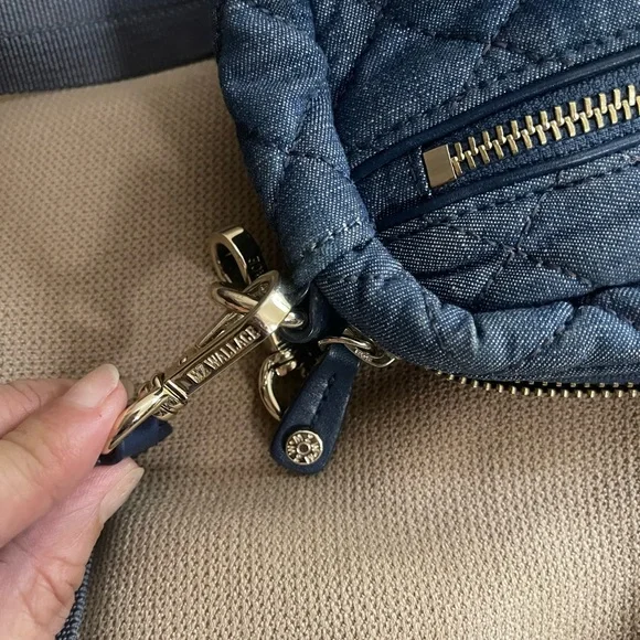MZ Wallace Quilted Denim Mini Crosby Crossbody Bag - Denim Blue - Picture 10 of 10